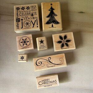 Stampin Up Season of Joy 8 rubber stamps Christmas holiday tree snowflake winter